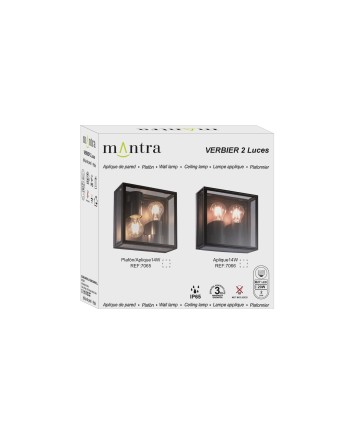 VERBIER * PLAFÓN EXTERIOR GRIS OSCURO  IP65 - 2L*E27